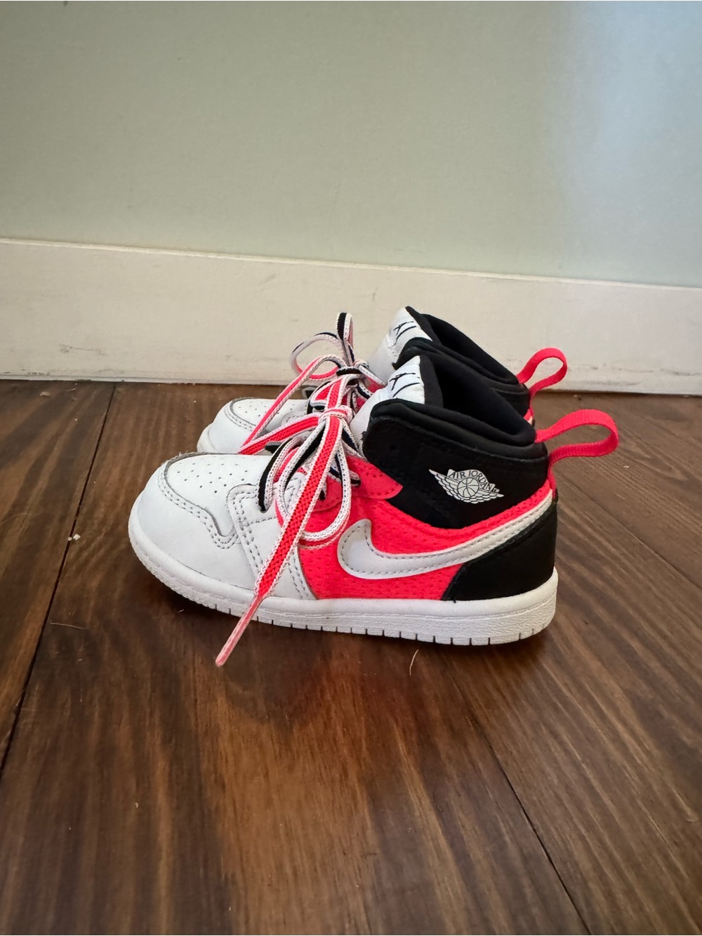 Kids Ain’t Jordans White and Neon High-Top Sneakers